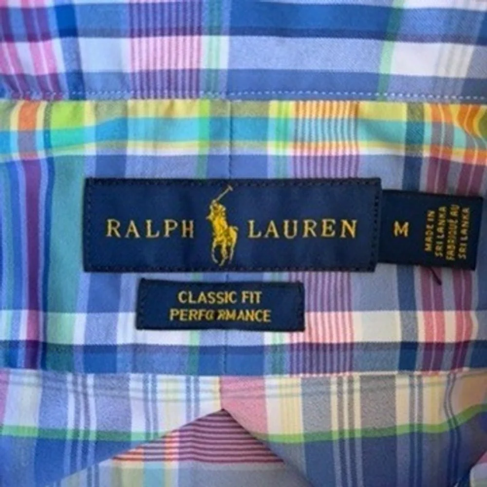 Polo Ralph Lauren Shirt Mens M Multicolor Plaid Performance Long Sleeve Classic